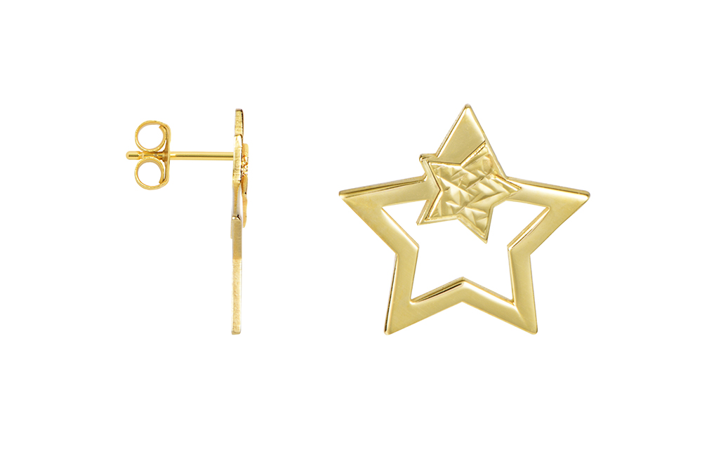 [15817EDO] Sterling silver stars earring (Gold plated)