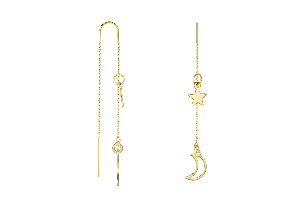 Sterling silver moon & star earring