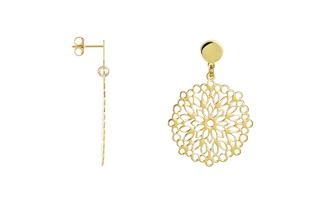 Sterling silver flower mandala earring