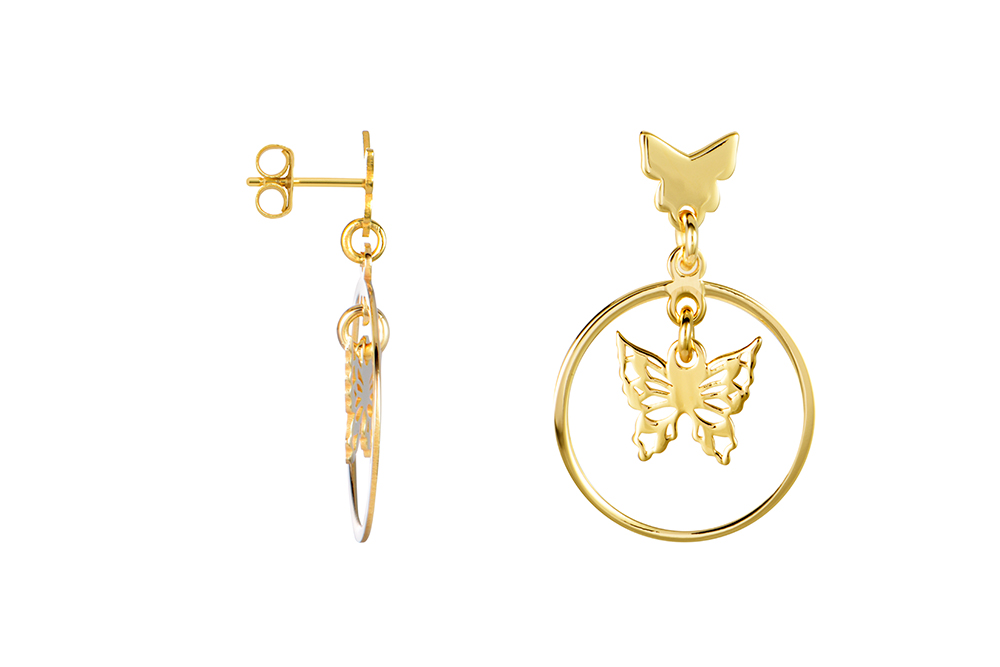 Sterling silver circle butterfly earring