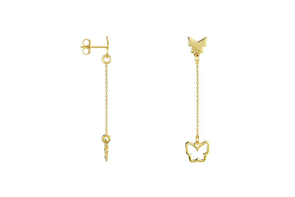 Pendiente plata 925 dos mariposas con cadena
