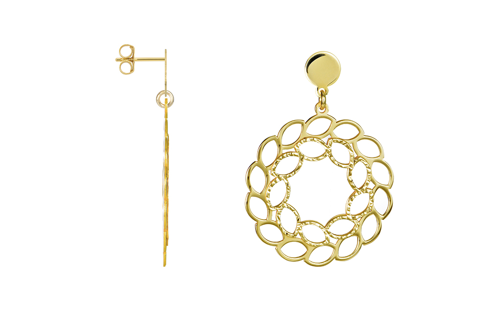 Pendiente plata 925 circulo de ovalos interior diamantado