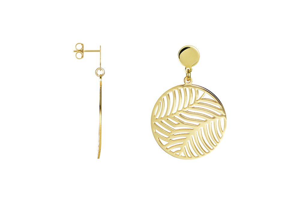 Sterling silver leafes in circle earring