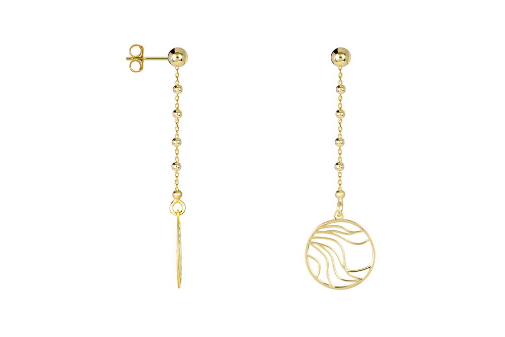 Sterling silver circle bead chain earring