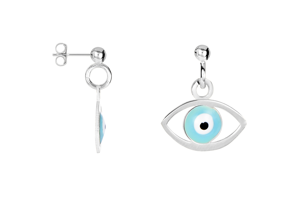 Pendiente plata 925 ojo turco esmalte bola 3mm