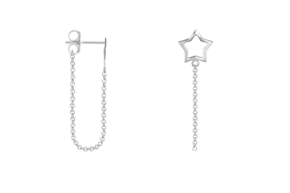 Sterling silver star with chain earring
