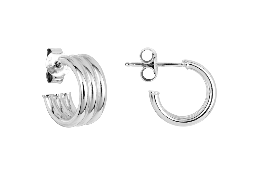 Sterling silver triple hoop earring