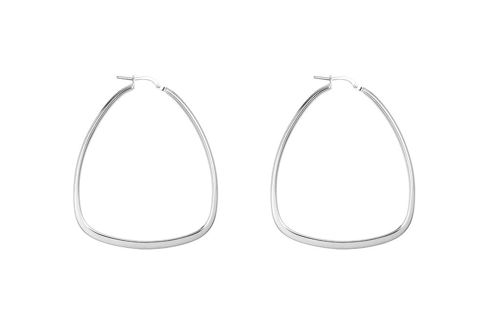 Pendiente plata 925 aro plano triangular 53x46mm