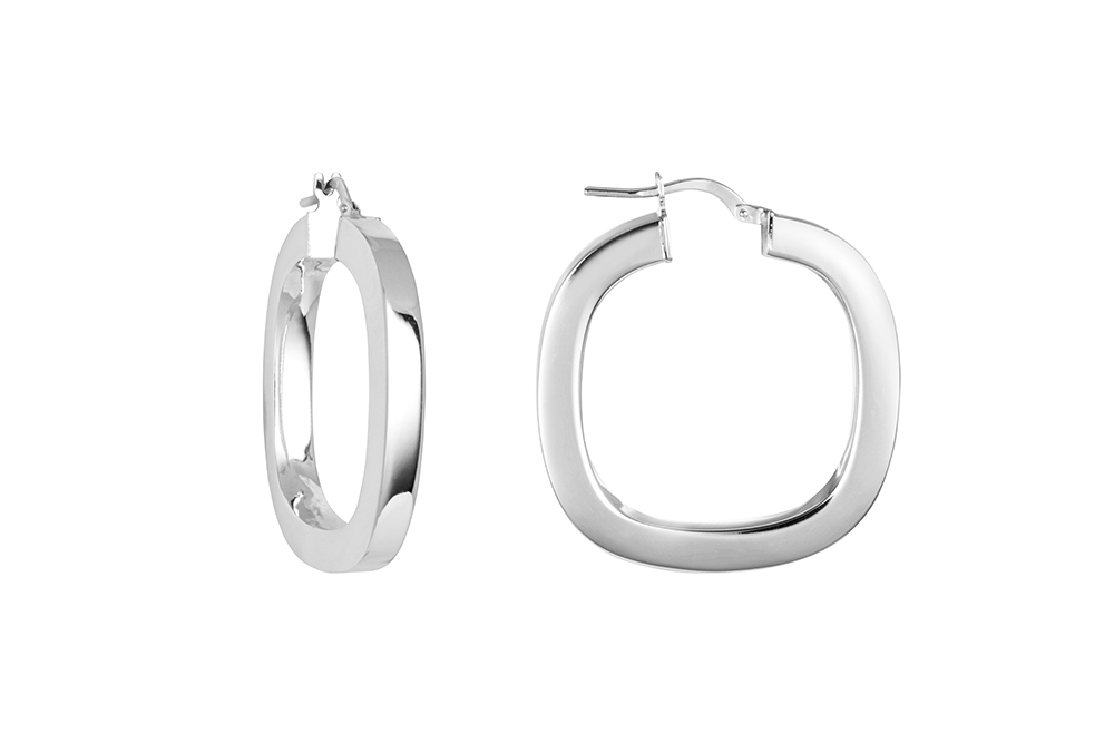 Pendiente plata 925 aro tubo cuadrado 4x4mm