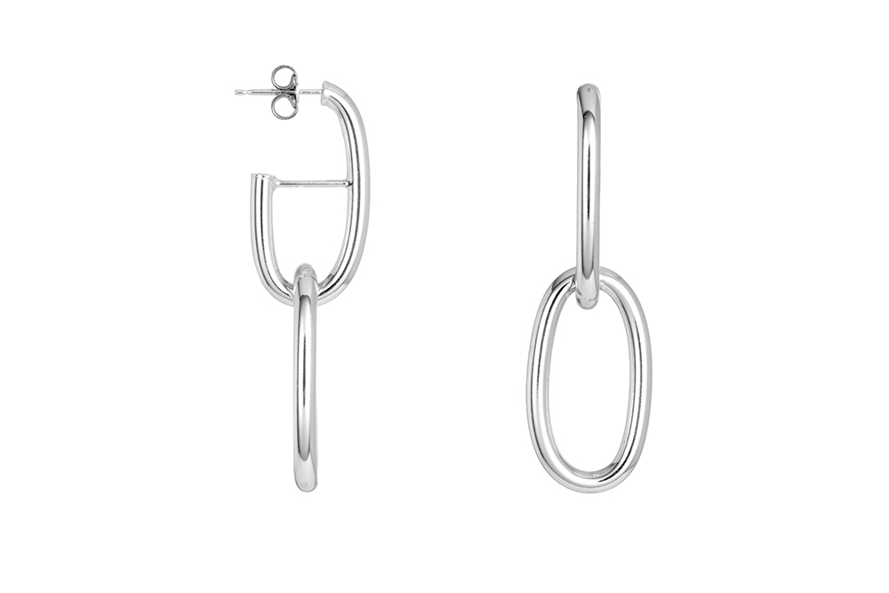 Sterling silver oval links 29x16mm earring