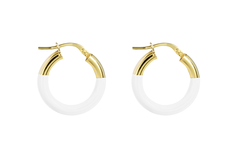 [15930EE180EBLDO] Pendiente plata 925 aro esmaltado (18MM, Blanca)