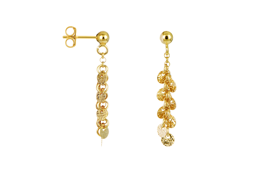 Sterling silver long multiplate diamond cut earring