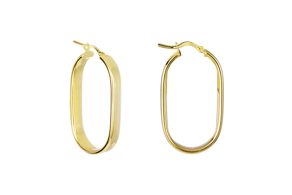 Sterling silver flat hoop earring