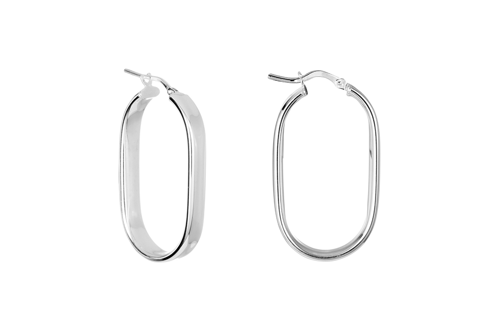 Sterling silver flat hoop earring