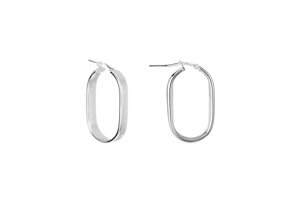 Sterling silver flat hoop earring