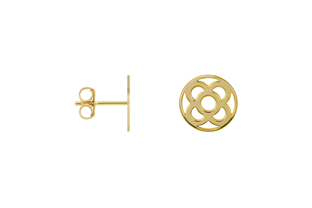 [16015EDO] Sterling silver round barcelona flower earring (Gold plated)