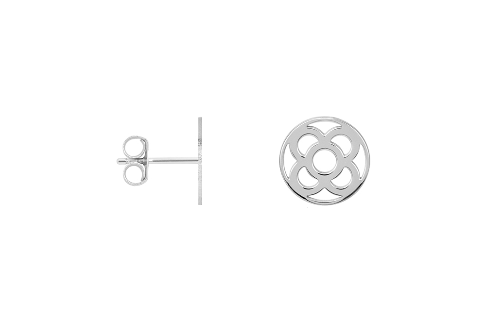 Sterling silver round barcelona flower earring