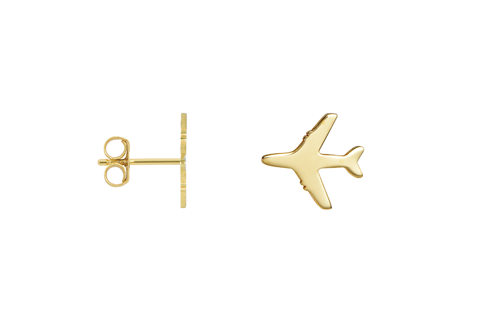 Sterling silver plane earring
