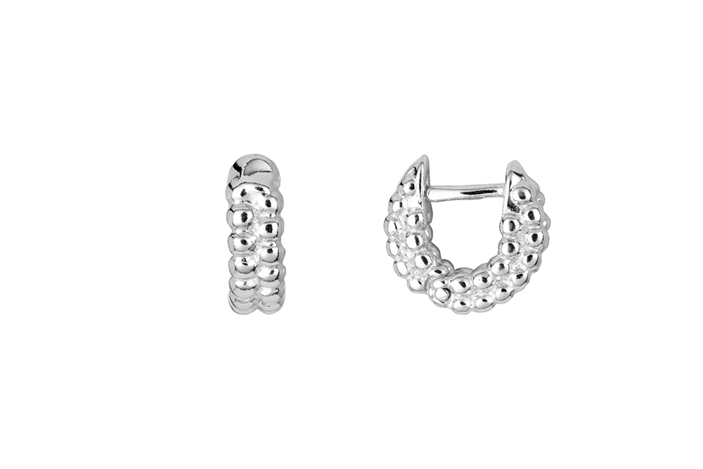 Pendiente plata 925 aro bolitas doble