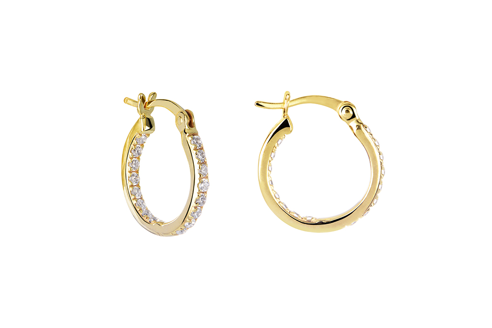 [16033EE140ZBLDO] Sterling silver zirconia inside hoop earring (Gold plated)