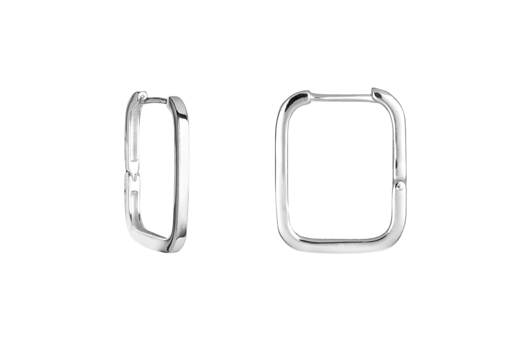Pendiente plata 925 aro rectangular 2x2mm