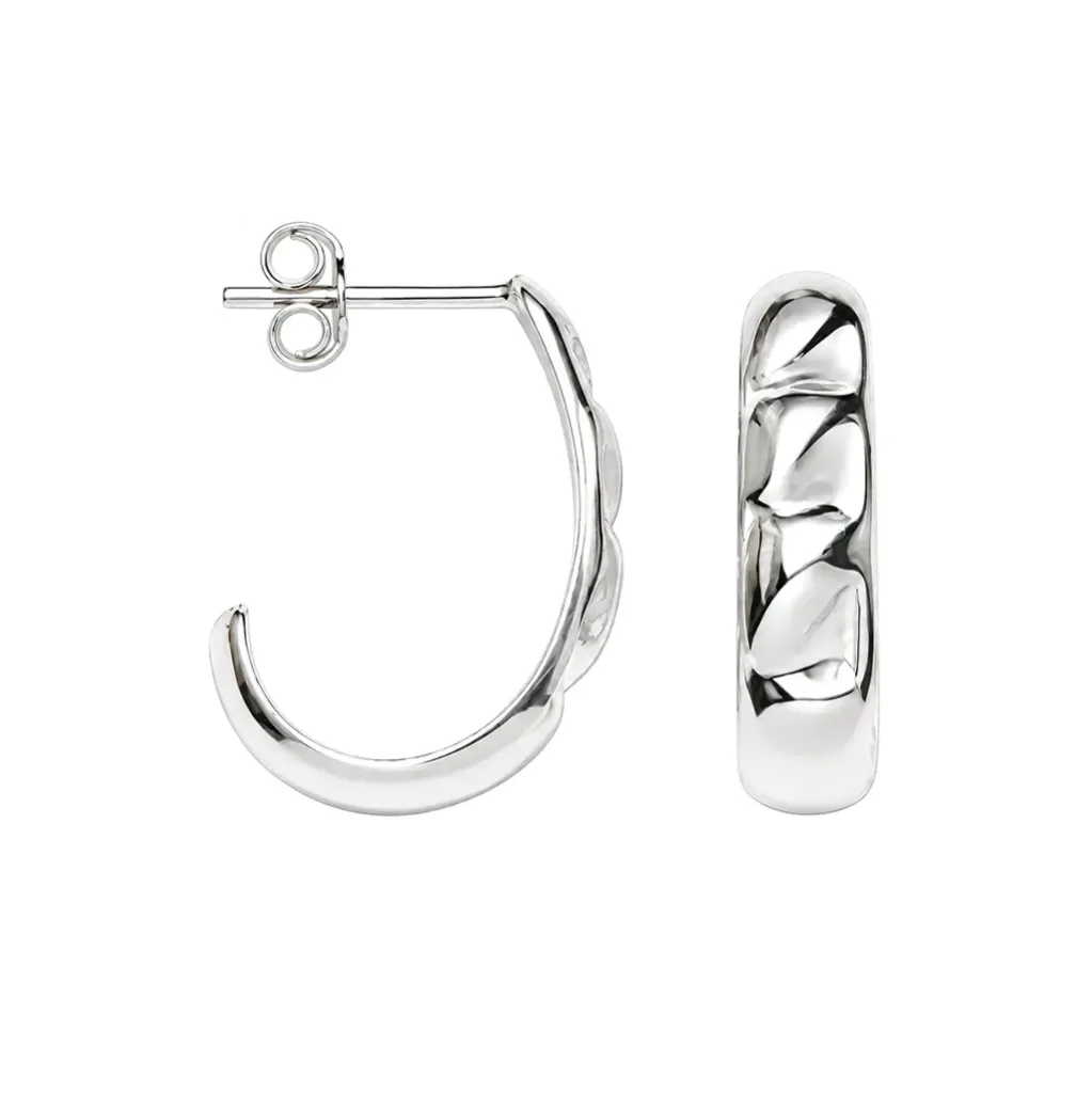 Pendiente plata 925 curvo marcado