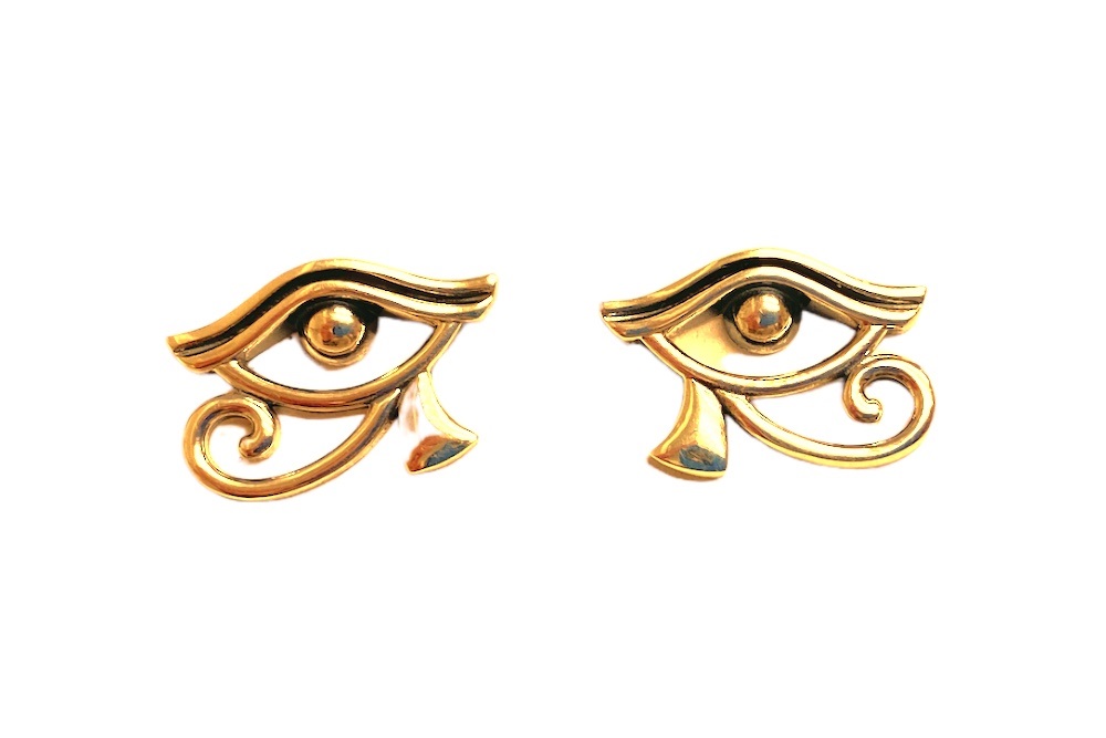 [16102EDO] Pendiente plata 925 ojo de egipcio (Oro)