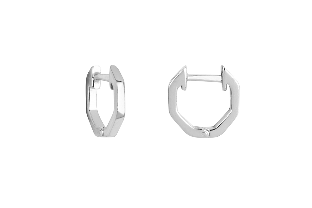 Sterling silver octagon hoop earring