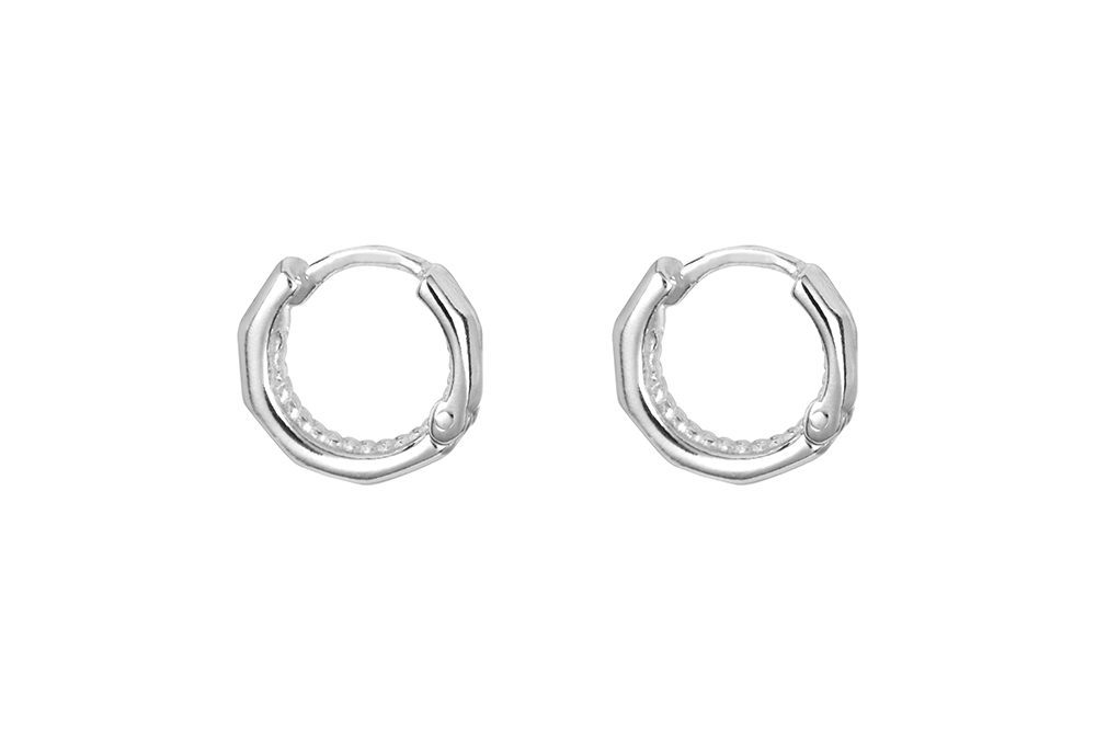 Pendiente plata 925 aro octagonal