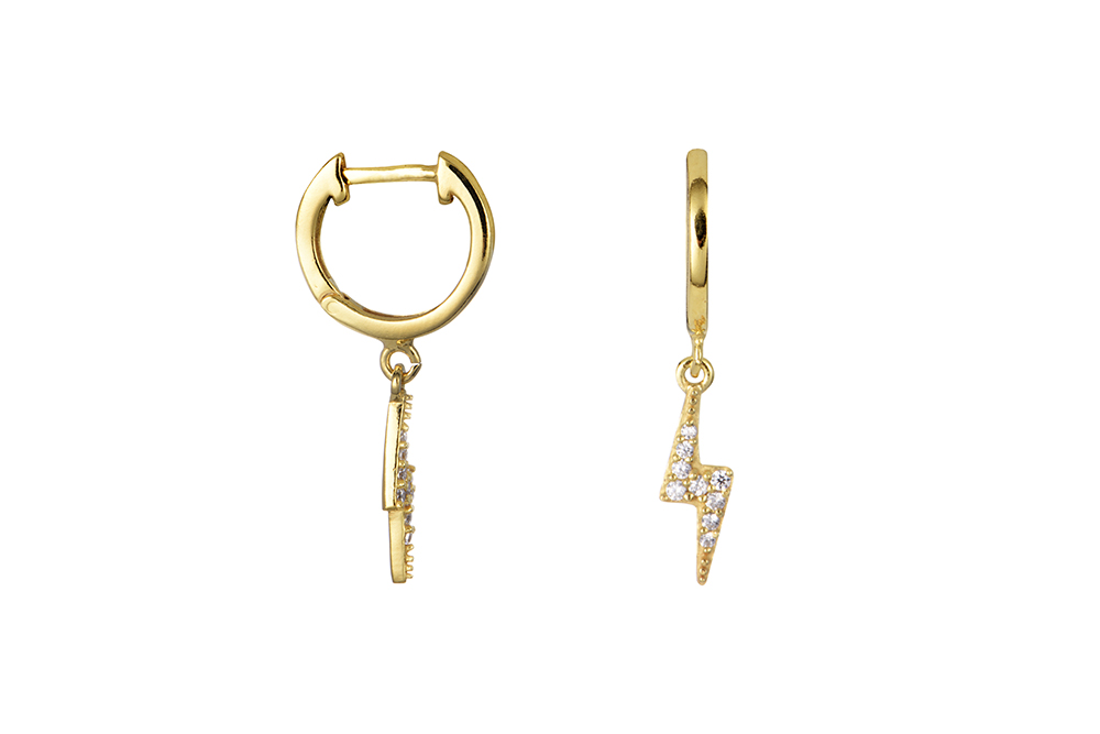 Sterling silver zirconia ray hoop earring