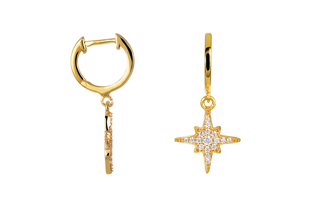 [16160EZBLDO] Pendiente plata 925 rosa de los vientos 12x13mm (Oro)