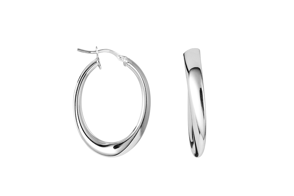 Sterling silver oval hoop earring