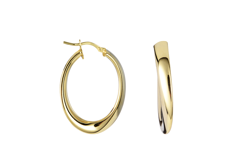 Pendiente plata 925 aro oval medio giro tubo 3x6mm