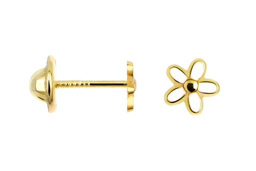 [16179EEBLDO] Sterling silver daisy flower baby earring (Gold plated, White)