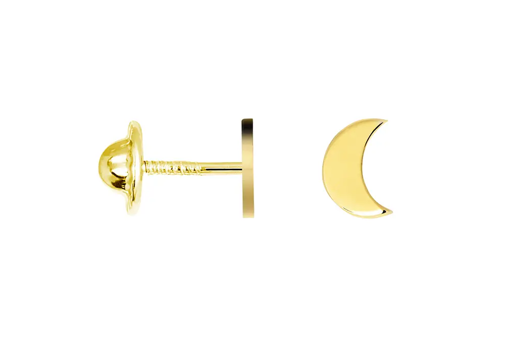 Sterling silver mini moon baby earring