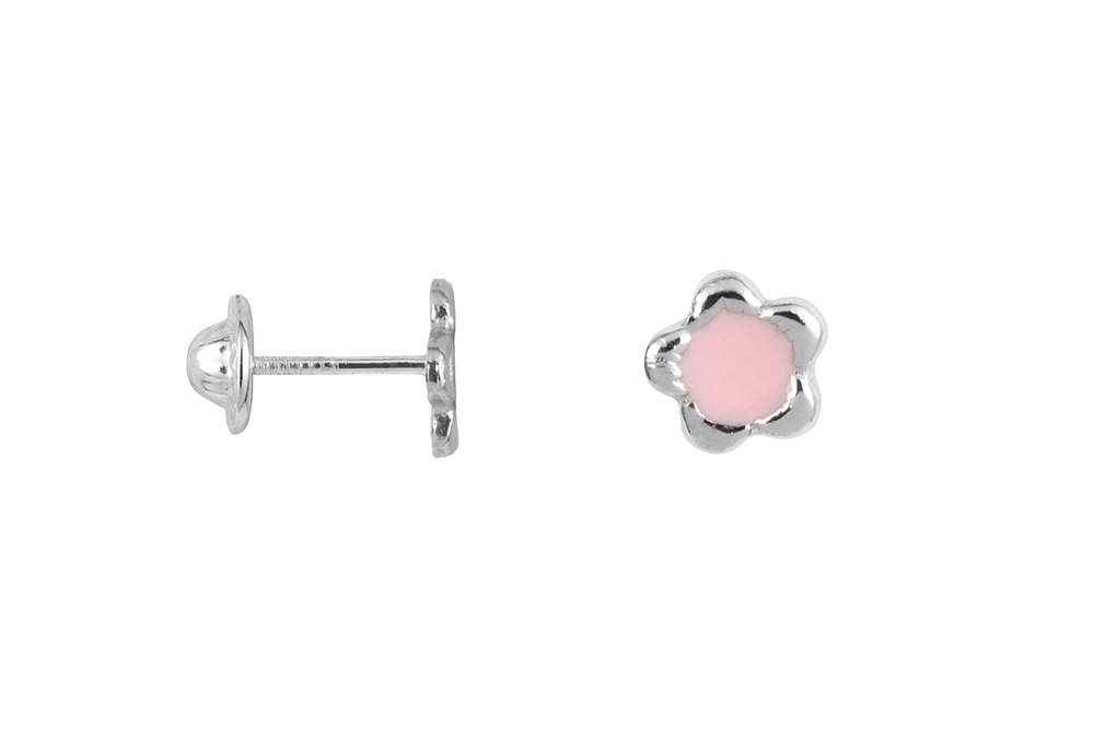 Sterling silver enamel flower baby earring