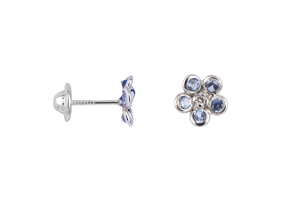[16201EZAQRD] Pendiente plata 925 flor 6mm (Aguamarina)