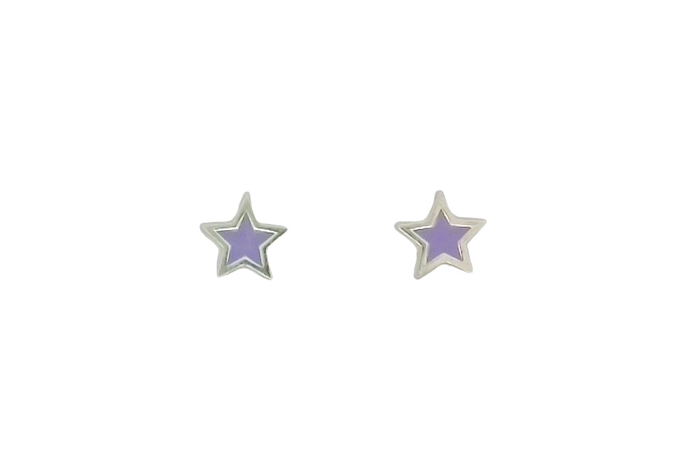 Sterling silver enamel star earring