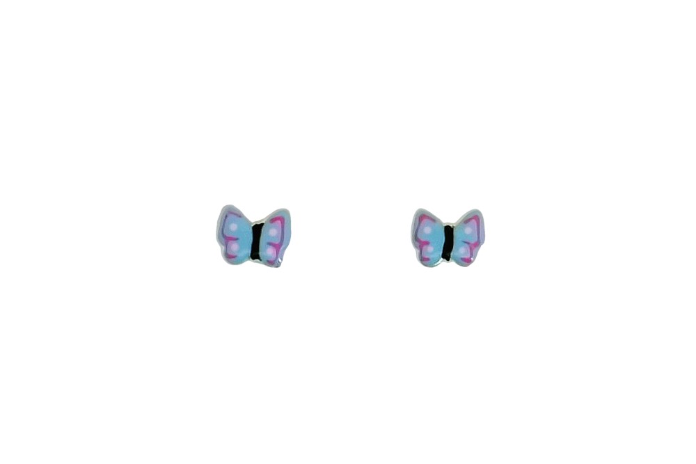 [16217EEACPL] Sterling silver enamel butterfly earring (Light blue)
