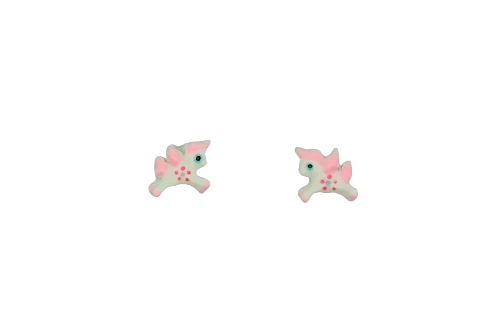 [16230EEBLPL] Pendiente plata 925 unicornio esmalte (Blanca)
