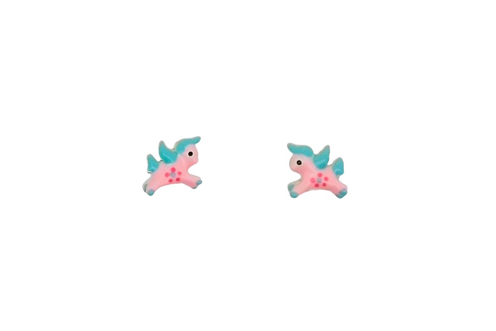 Sterling silver enamel unicorn earring
