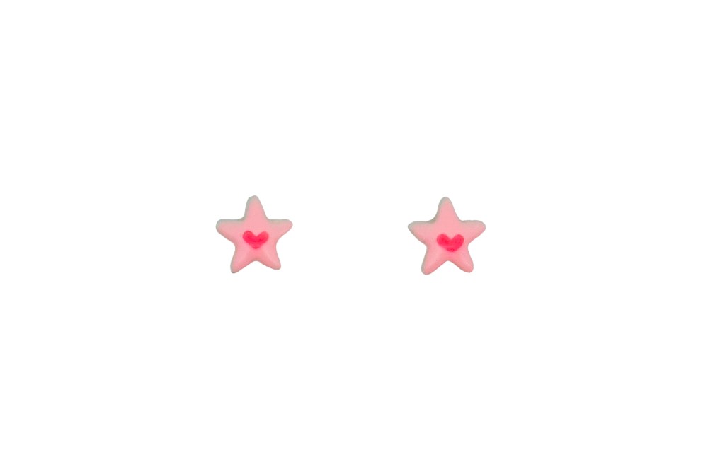 Sterling silver enamel star heart inside earring