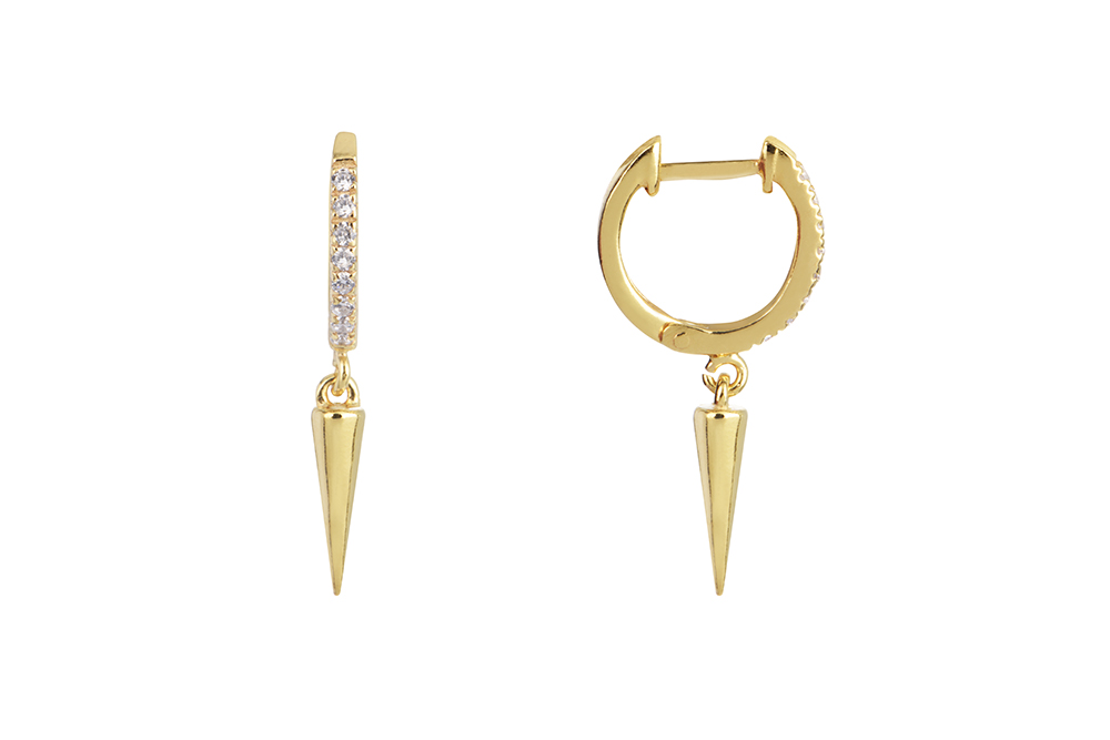 [16290EZBLDO] Pendiente plata 925 cono 10x3mm (Oro)
