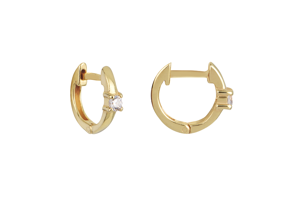 [16291EZBLDO] Sterling silver zirconia hoop earring (Gold plated)