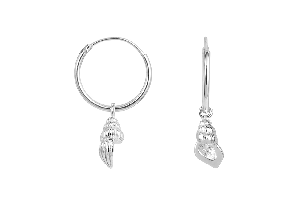 Sterling silver sea nail hoop earring
