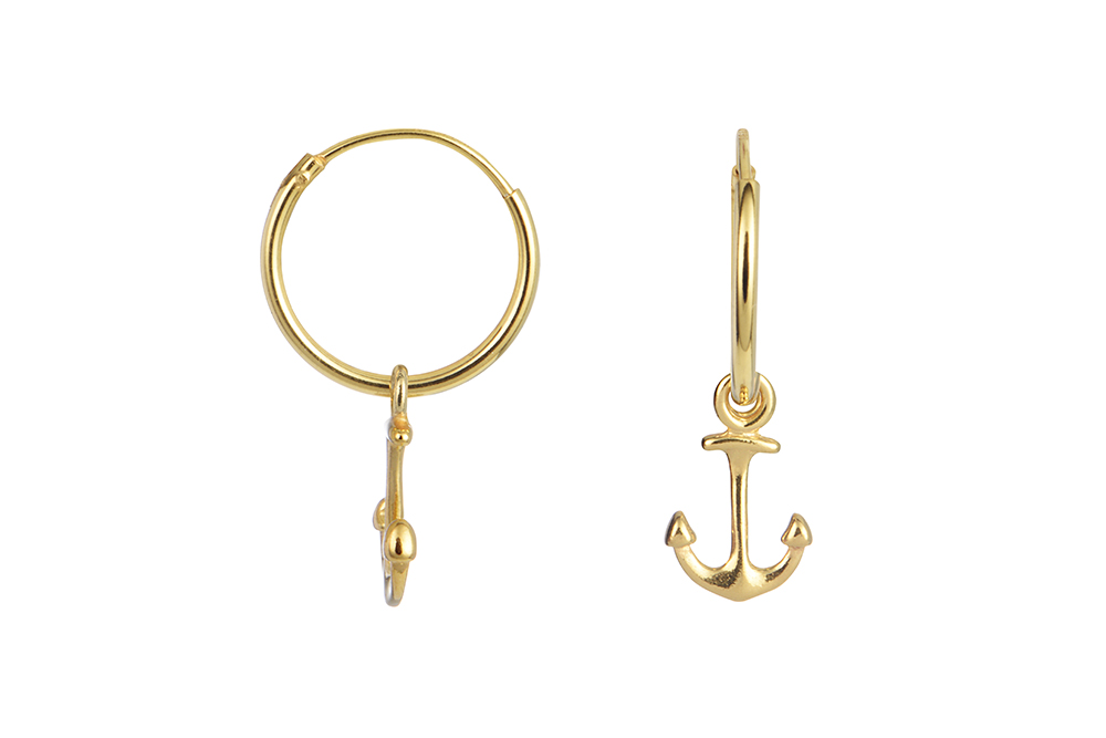 Pendiente plata 925 aro ancla 11x7mm