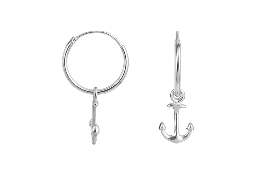 Pendiente plata 925 aro ancla 11x7mm