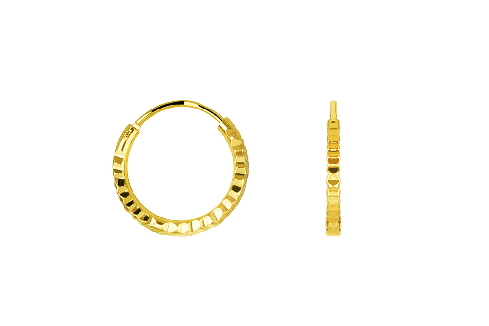 Pendiente plata 925 aro diamantado