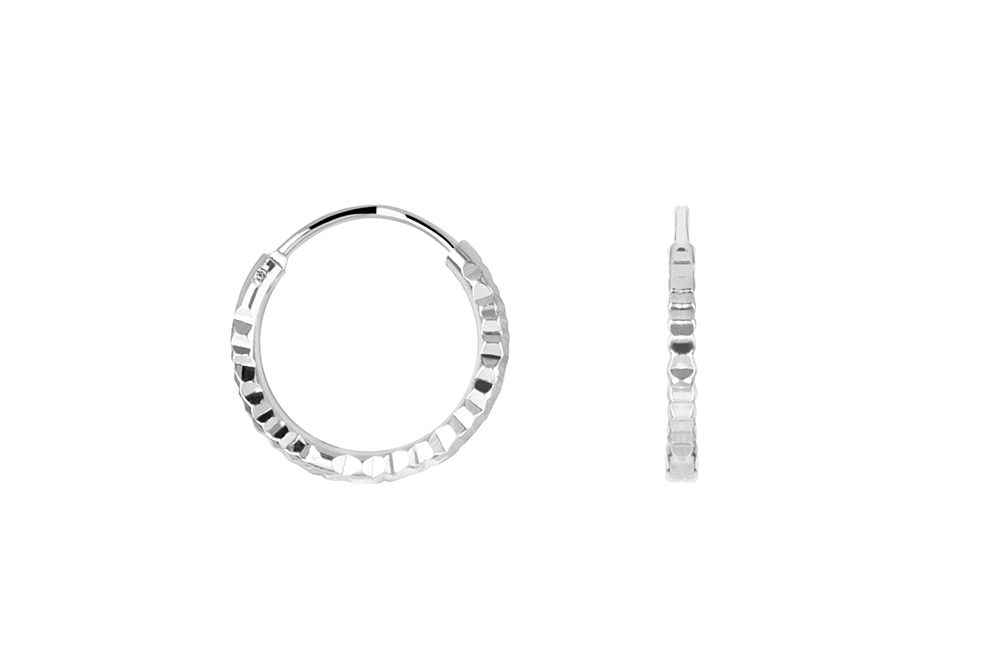 Sterling silver diamond cut earring hoop