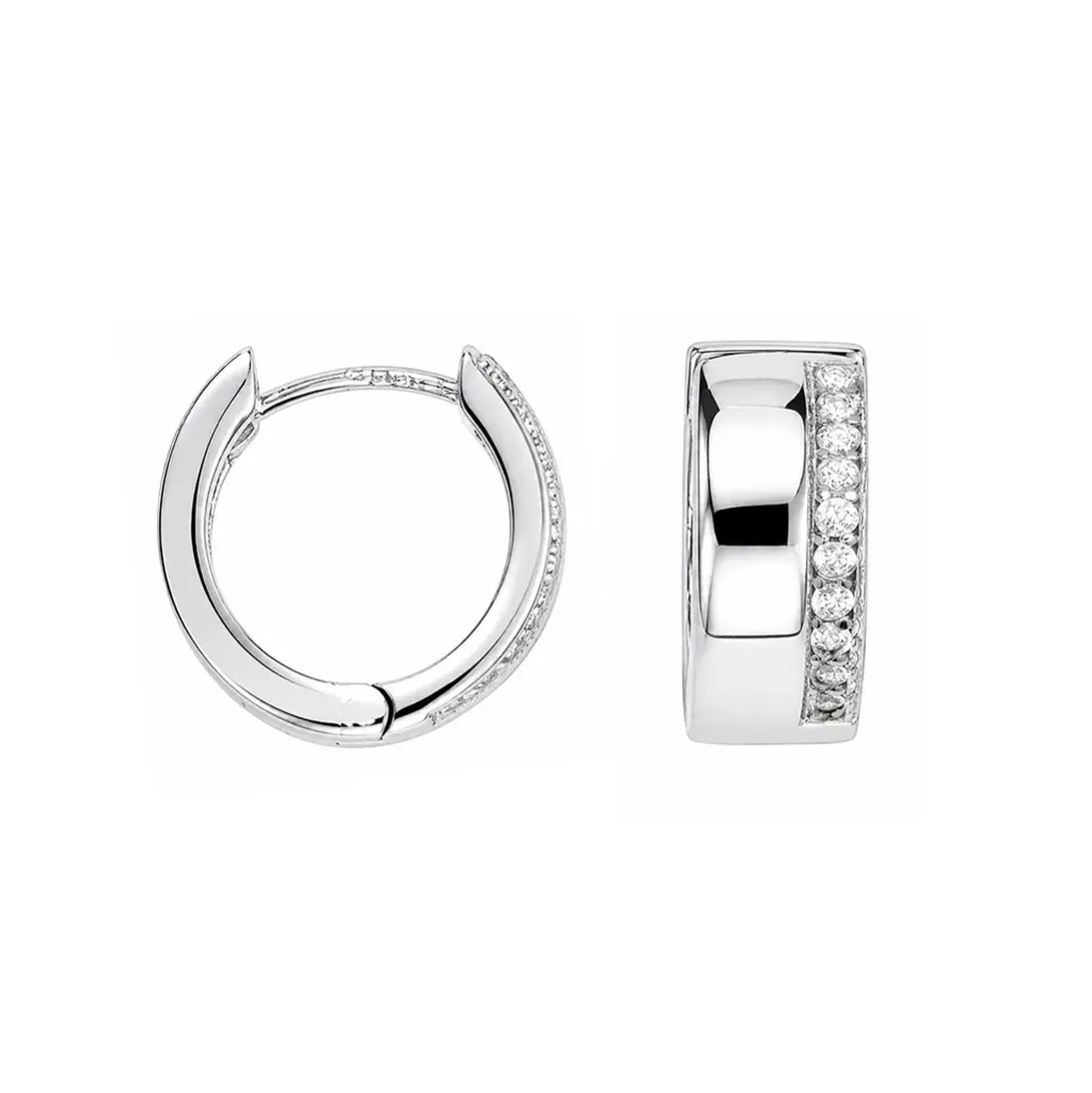 Pendiente plata 925 aro con zirconita 6mm x 13mm